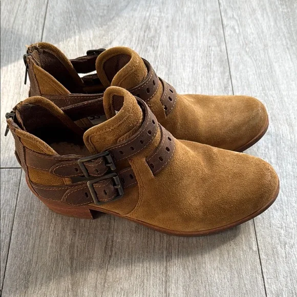 Ugg Patsy Brown Suede Ankle Boots with heels and cutouts size 6.5 fall boots - Picture 10 of 15